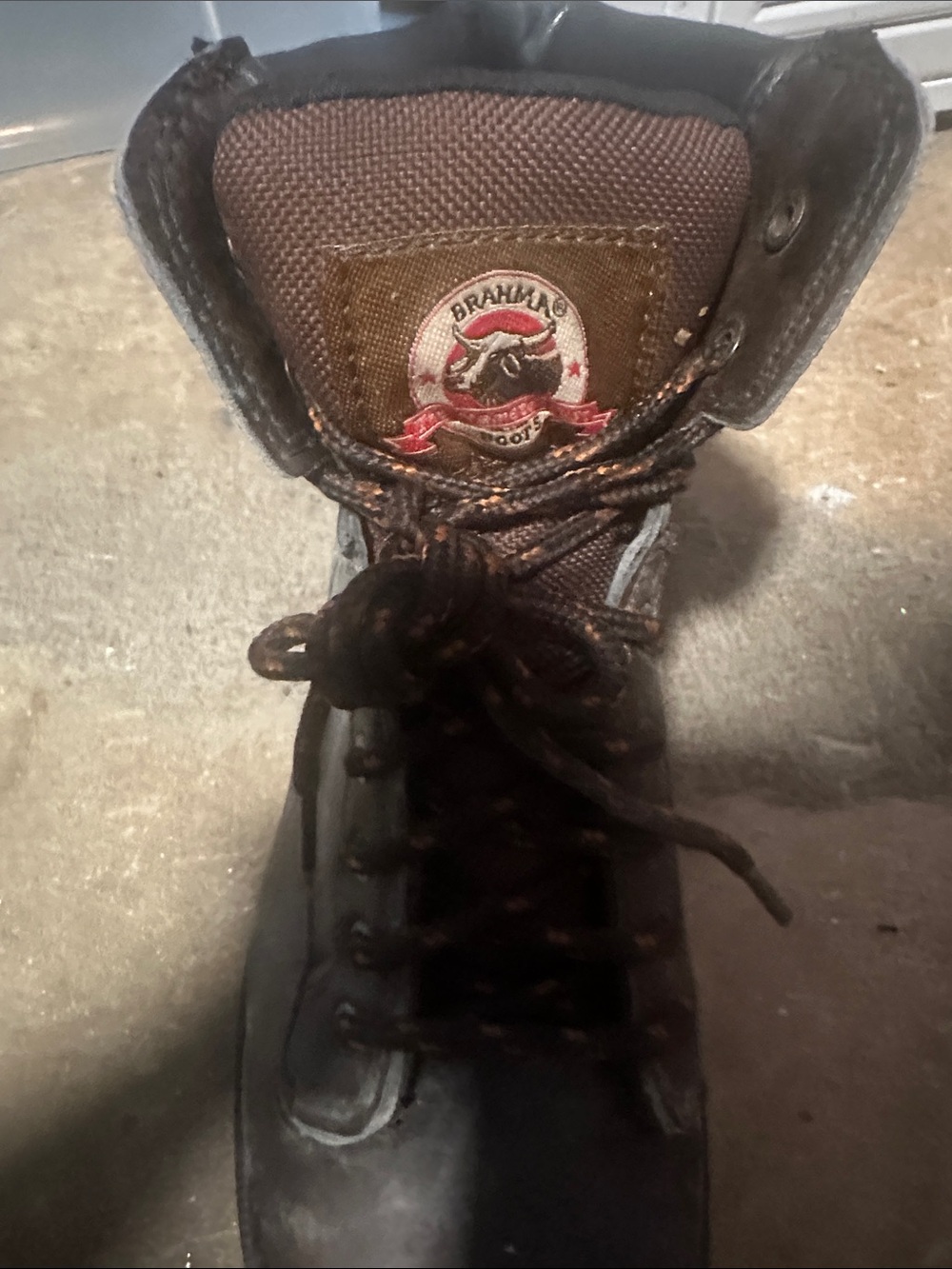 Brahma Men’s Dark Brown Lace-Up Work Boot with Tan Tongue Patch